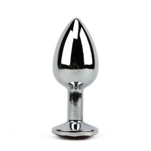 Kovinski analni čep z diamantkom srebrn mali