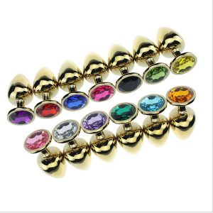 Kovinski analni čep z diamantkom zlat