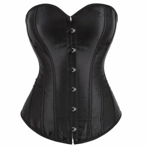 Korzet iz satena Overbust črn