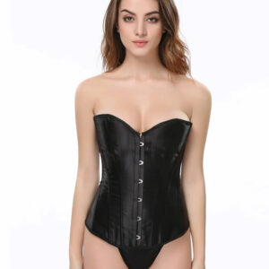 Korzet iz satena Overbust črn