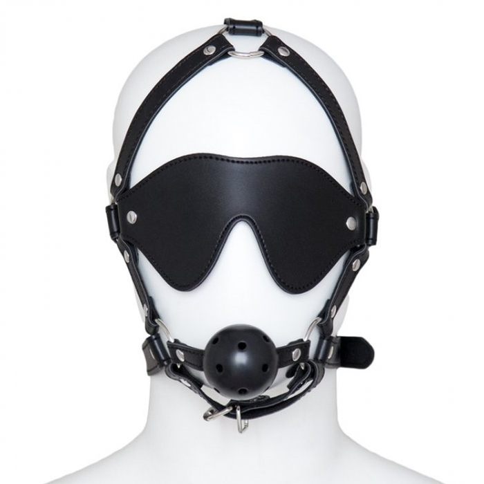 Breathable Gag harness with blindfold Breathable gag harness w. mask