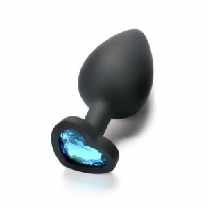 Silikonski analni čep s srčkom črn