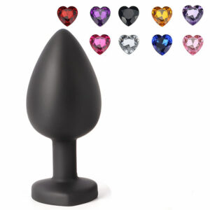 Silikonski analni čep s srčkom črn