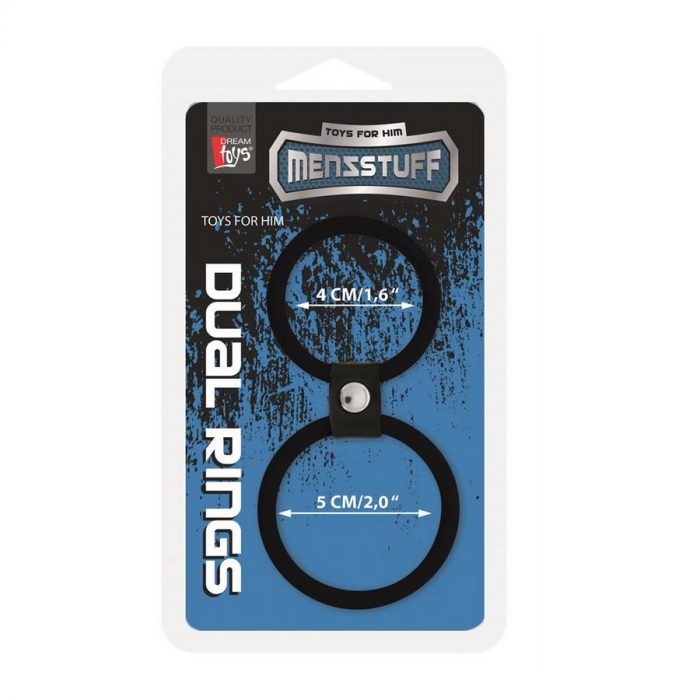 Menzstuff dual ring black obrocek za penis 2 Obroček za penis Menzstuff Dual rings