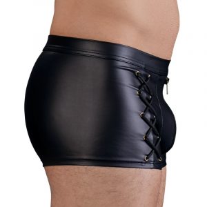 Moške bokser hlačke wetlook z zadrgo