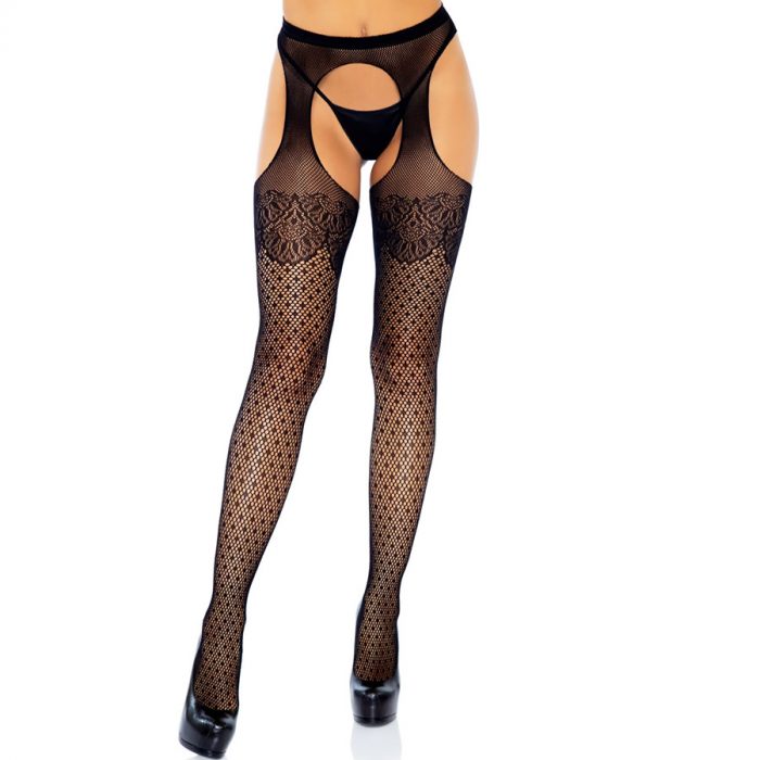 Mrezaste nogavice s pasom Leg Avenue 1783 polkadot_1 Nogavice z razporkom Polkadot LAv (1783)