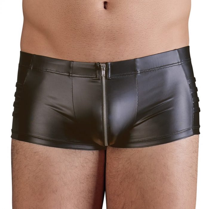 Moške bokserke z zadrgo wetlook & rebra