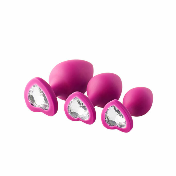 Fantasstic anal training kit roza analni cepi s srckom prozoren diamant 1 Set analnih čepov s srčkom Flirts roza