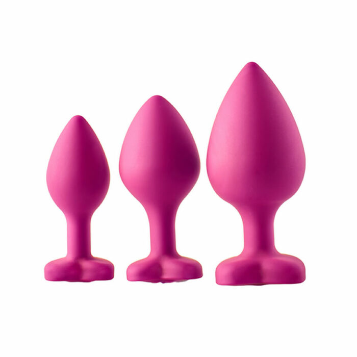 Fantasstic anal training kit roza analni cepi s srckom prozoren diamant 2 Set analnih čepov s srčkom Flirts roza