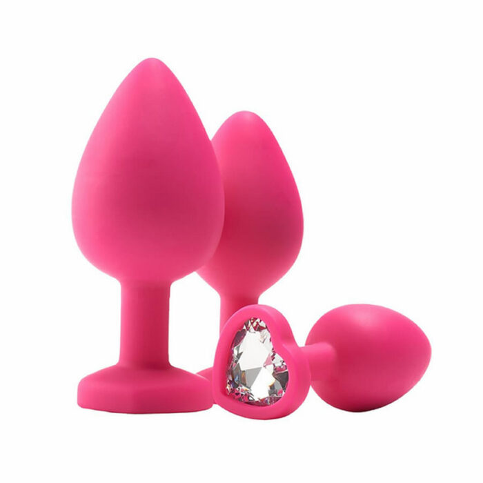 Fantasstic anal training kit roza analni cepi s srckom prozoren diamant 4 Set analnih čepov s srčkom Flirts roza