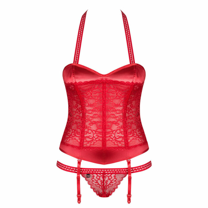 Korzet Flameria red Obsessive 2 Korzet s tanga hlačkami Flameria