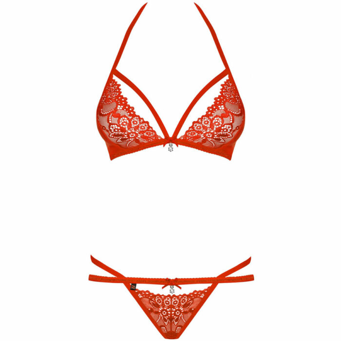 Modrcek in tanga hlacke 838-set-2 rdec obsessive 5 Ženski set perila 838-set-3 rdeč