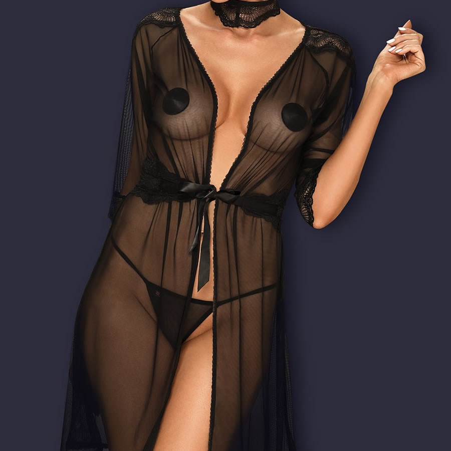 ogrinjalo Lucita kimono Obsessive 3 Prosojno ogrinjalo s čipko Lucita