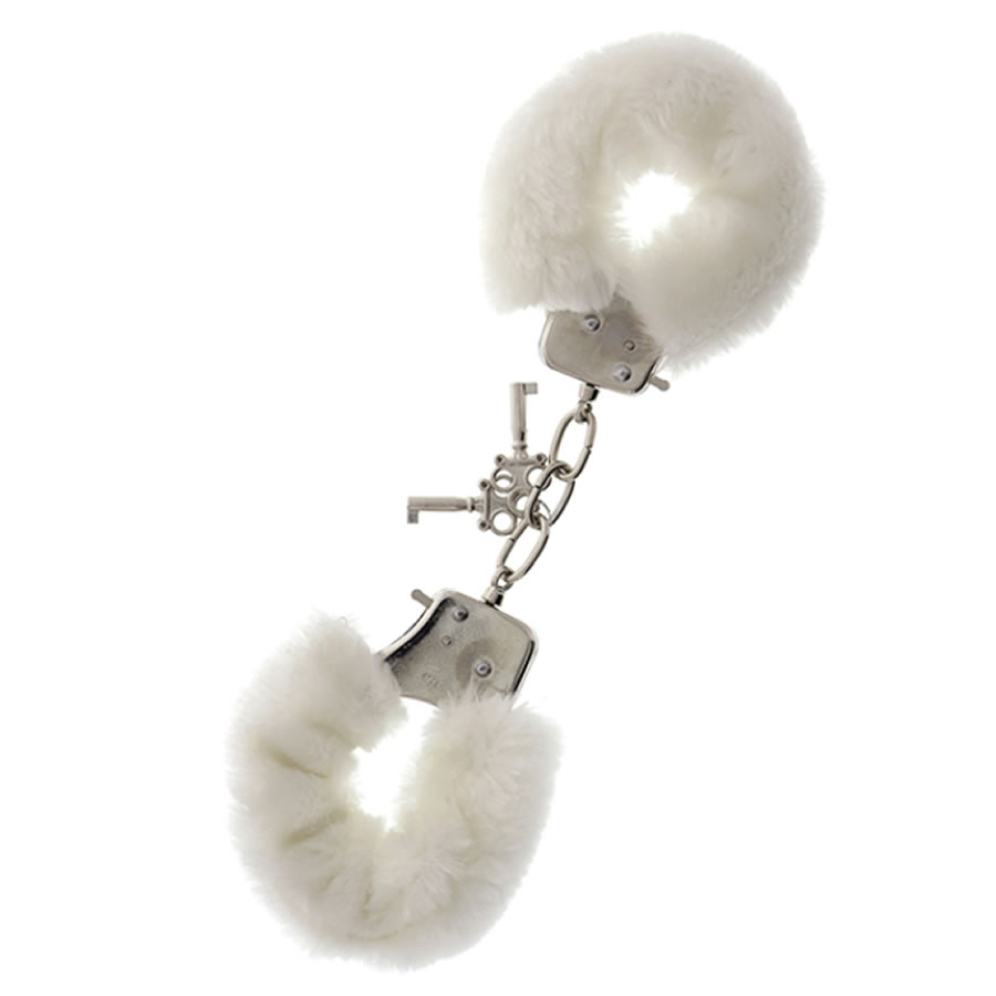 kovinske lisice s plišem Dream toys bele 1 Lisice kovina & pliš DT bele