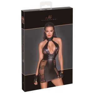 Seksi obleka z ovratnico Noir