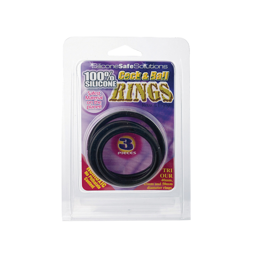 Cock and ball rings 3 set 40 mm 45 mm 50 mm_2 Set treh obročkov za penis in moda