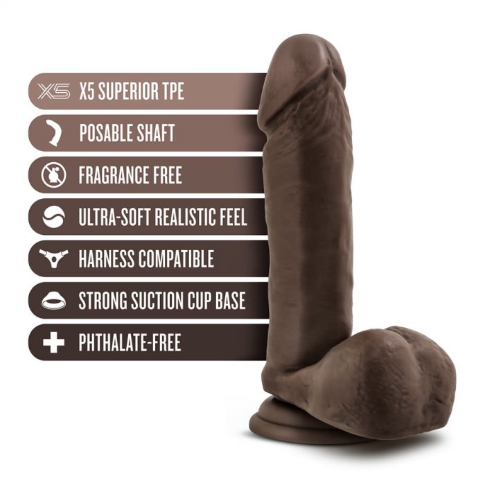 Dr Skin Posable dildo plus 8 with balls chocholate
