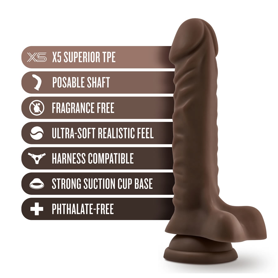 Dr Skin Posable dildo plus 9 inch with balls chocholate 3 Dr Skin Posable dildo plus 9 with balls chocholate