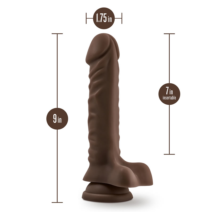 Dr Skin Posable dildo plus 9 inch with balls chocholate 4 Dr Skin Posable dildo plus 9 with balls chocholate