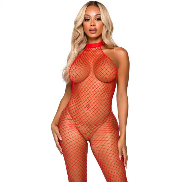 Leg Avenue mrezast catsut Racer bodystocking red 89304_2 Mrežast catsuit Racer Leg Avenue rdeč (89304)