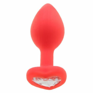 Silikonski analni čep s srčkom rdeč srednji