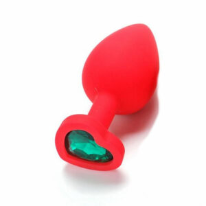 Silikonski analni čep s srčkom rdeč srednji