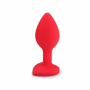 Silikonski analni čep s srčkom rdeč srednji