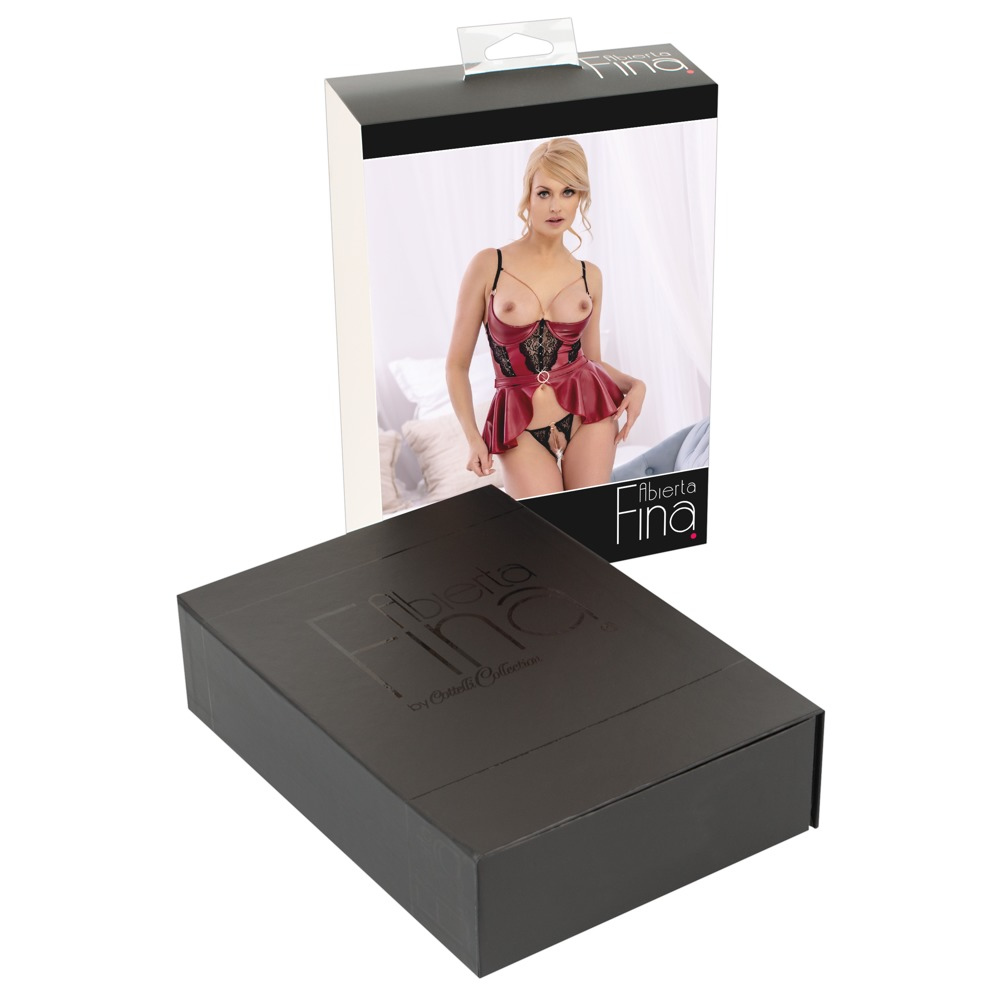Abierta Fina open bust korzet top set rdec 7 Embalaža Abierta Fina
