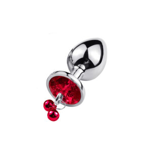 Kovinski analni čep s povodcem srednji