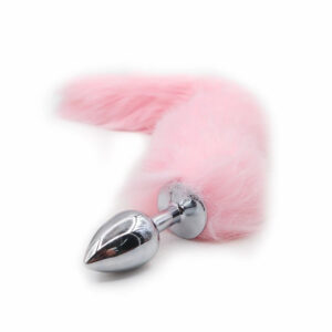 Kovinski analni čep z roza repkom