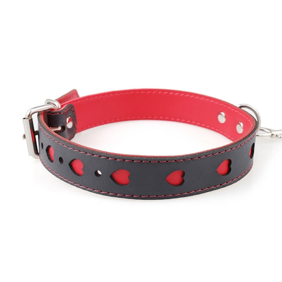 Ovratnica s srčki in povodcem 2 Ovratnica s povodcem Heart