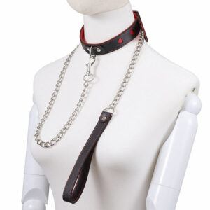 Ovratnica s srčki in povodcem 5 Heart Bondage choker
