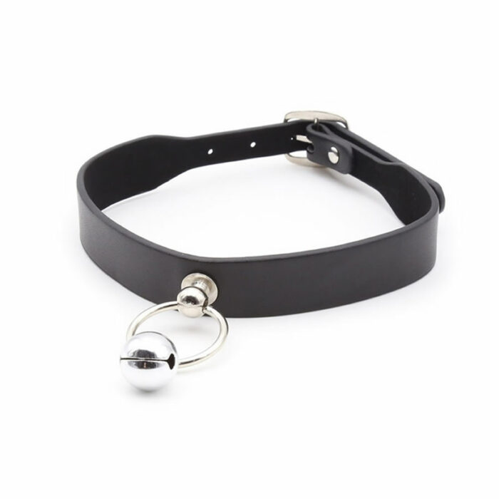 Ovratnica z zvonckom Pin buckle choker with bell black 2 Ovratnica z zvončkom Pin Buckle