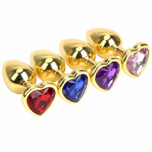 Kovinski analni čep s srčkom zlat mali