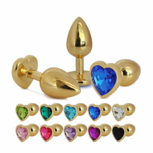Kovinski analni čep s srčkom zlat mali