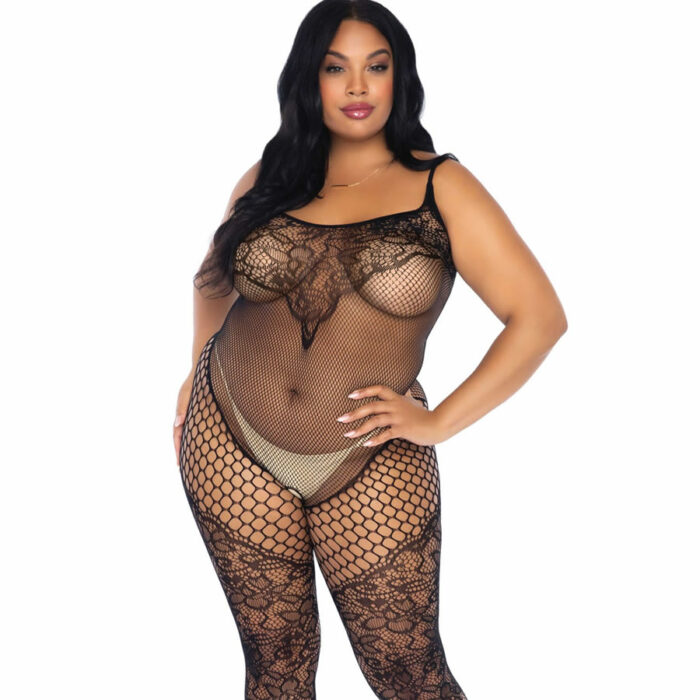 Leg Avenue Catsuit Lace and net tank 89257q 1 Mrežast catsuit Lace and net LAv (89257X)