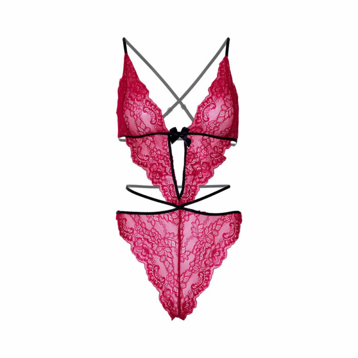 Leg Avenue bodi Scalloped rdec 76114 4 Bodi iz čipke Scalloped LAv (86114)