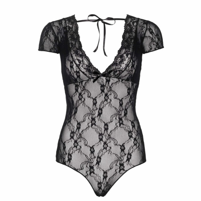 Ženski body Floral lace črn LAv (81327)