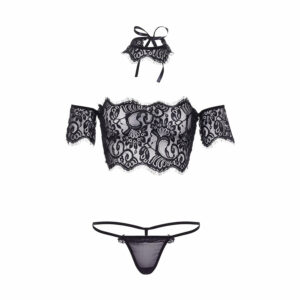 Čipkast top z ovratnico in hlačkami LAv (81573)