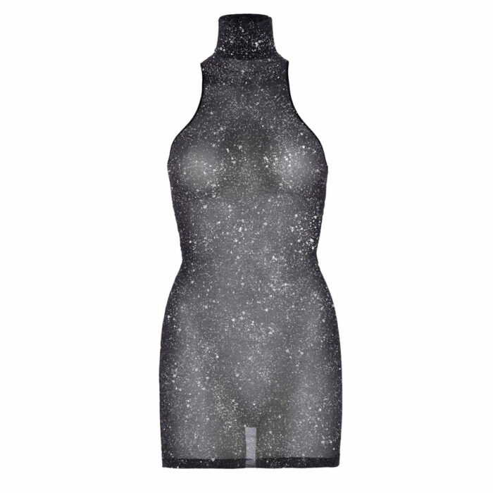 Leg avenue lurex spandex mini obleka črna srebrna 3 Lurex spandex mini dress silver black