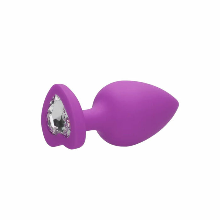 Silikonski analni čep s srčkom purple srednji