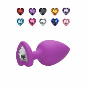 Silikonski analni čep s srčkom purple srednji