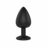 Silikonski analni čep z diamantkom črn velik