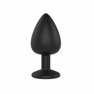 Silikonski analni čep z diamantkom črn velik