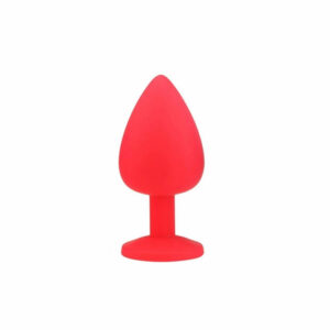 Silikonski analni čep z diamantkom rdeč