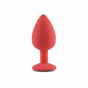 Silikonski analni čep z diamantkom rdeč