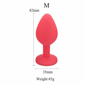 Silikonski analni čep z diamantkom rdeč srednji
