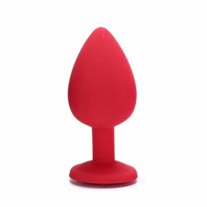 Silikonski analni čep z diamantkom rdeč velik