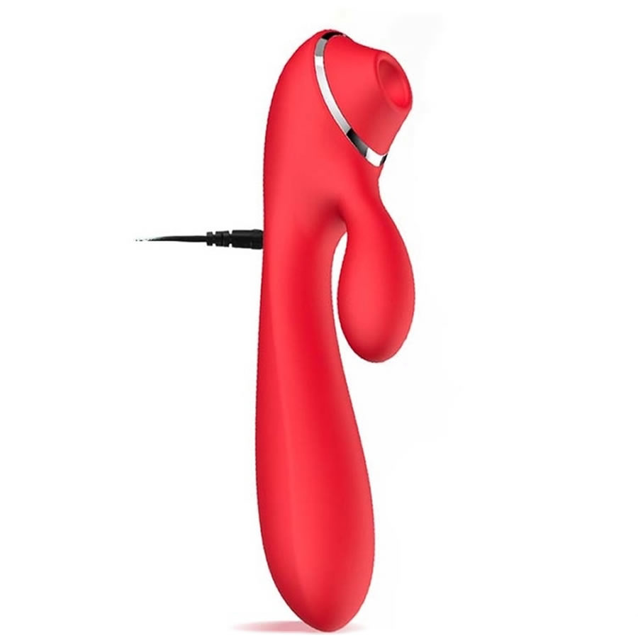 Suction Rabbit vibrator 3 v 1 red 2 Rabbit & suction vibrator 3 v 1