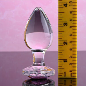 Steklen analni čep z diamantkom velik dimenzije